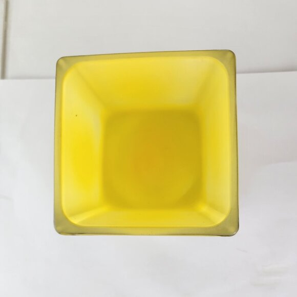 Yellow Art Glass With Clear Cube 4" - Picture 2 of 5